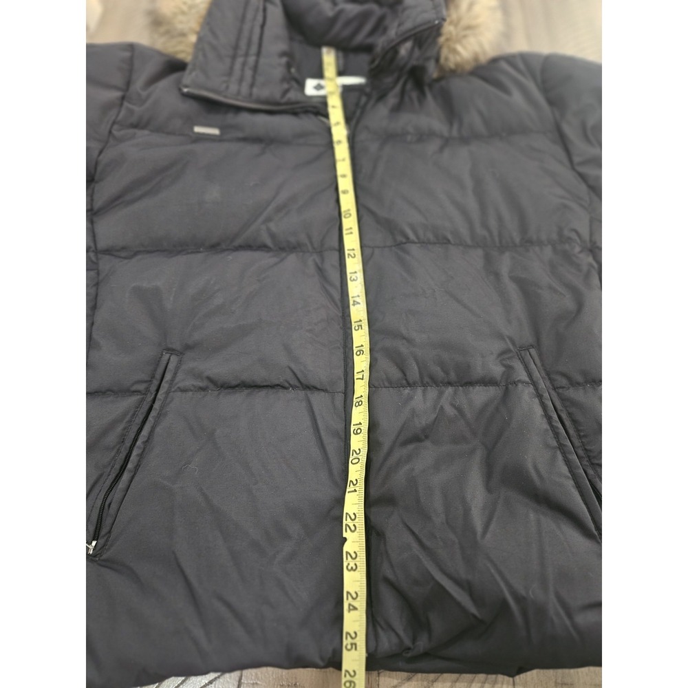 Columbia 1X Black Down Puffer Jacket Hooded Faux Fur Trim Zip Down Gorpcore Cozy - Picture 16 of 16